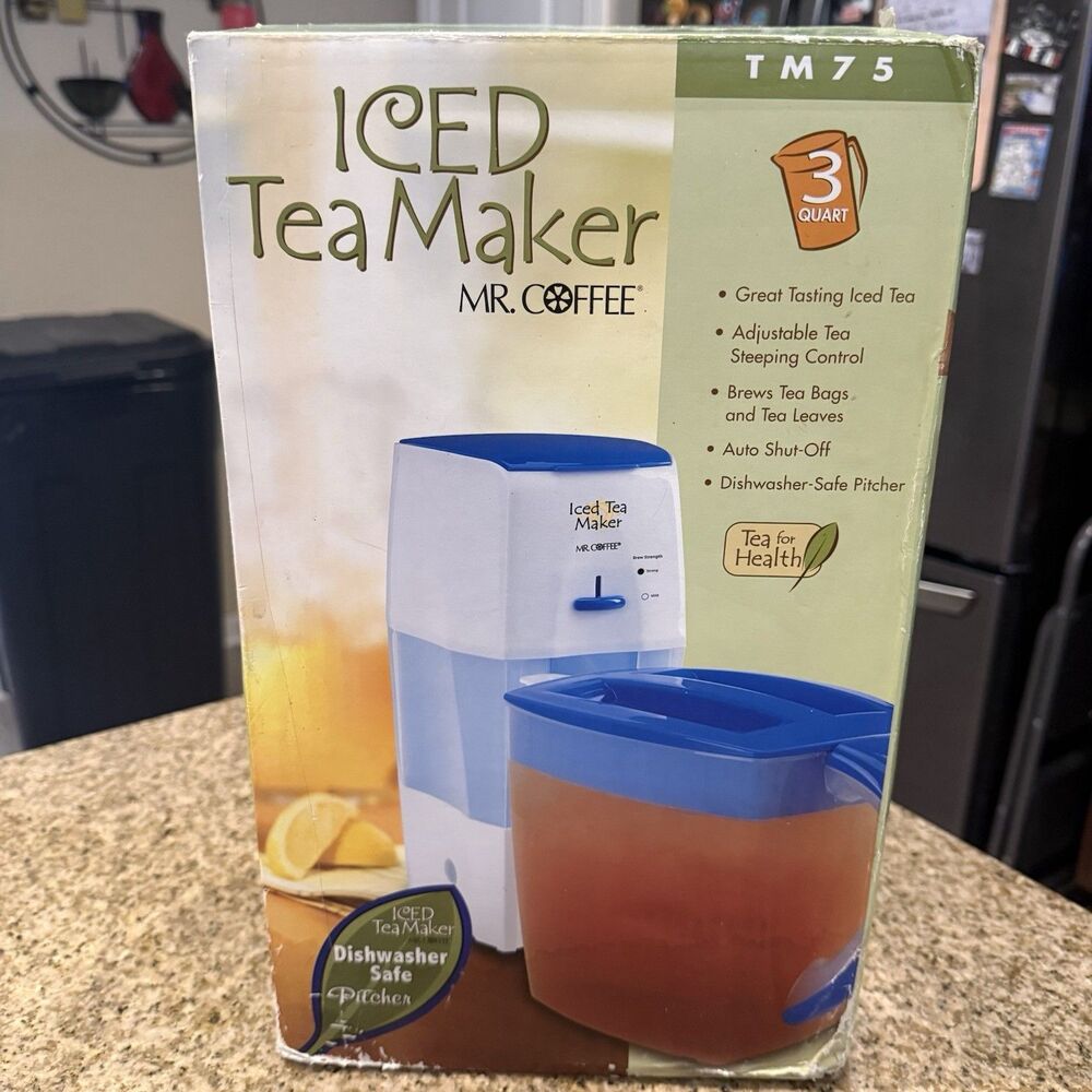 Mr. Coffee Iced Tea Maker Blue TM75 3 Quart Electric Countertop Plastic Pitcher
